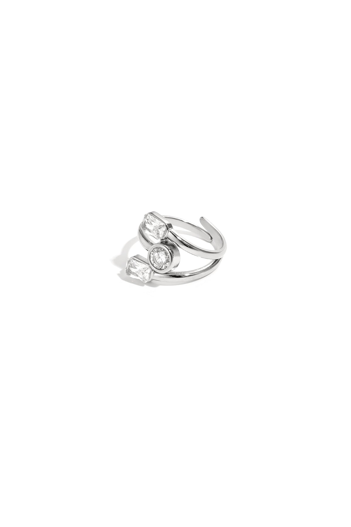 Dubbele ring met strass steentjes