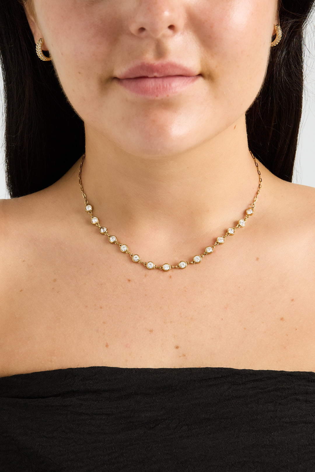 Chain ketting met ronde diamantjes