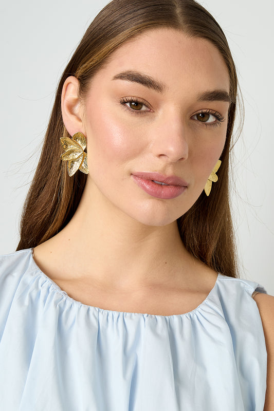 Stainless Steel Stud Earrings leaf Casual Daily Simple Series Women's jewelry