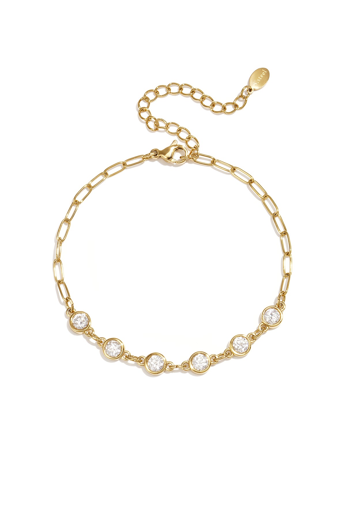 Chain armband met ronde diamantjes