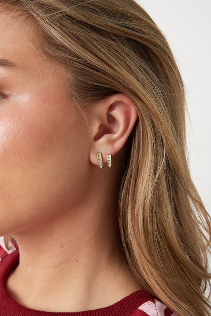Earrings with double effect and zirconia