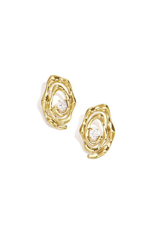 Getwiste oorbellen met strass steen
