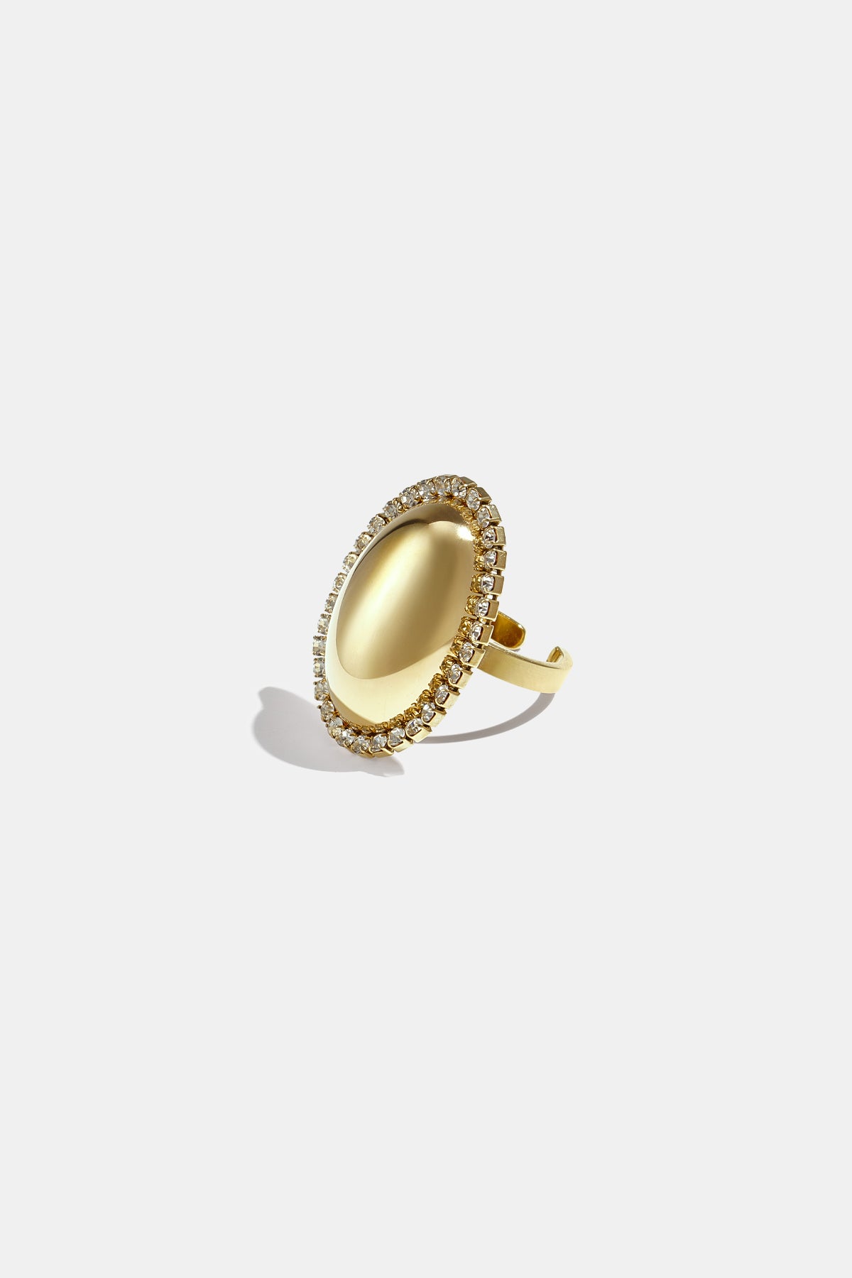 Ovalen statement ring met strass steentjes