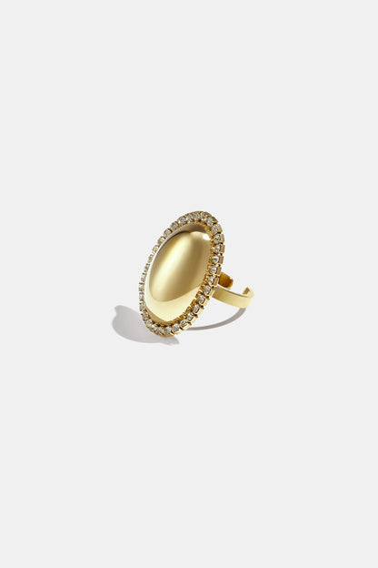 Ovalen statement ring met strass steentjes
