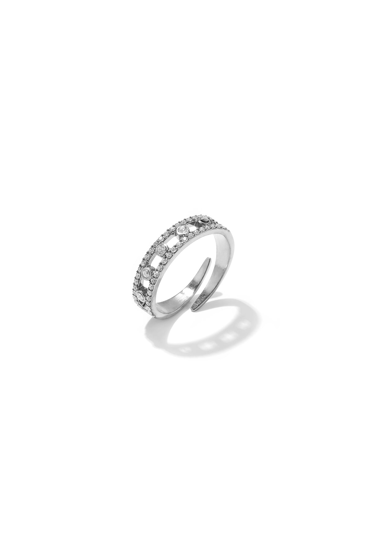 Ring met dubbele rij strass steentjes