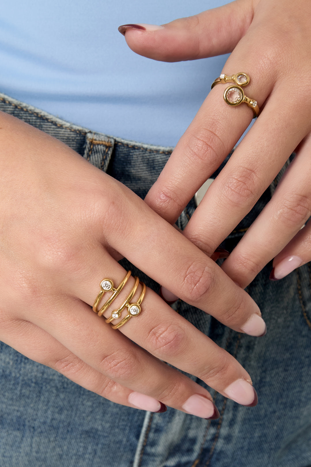 Gelaagde ring met steentjes