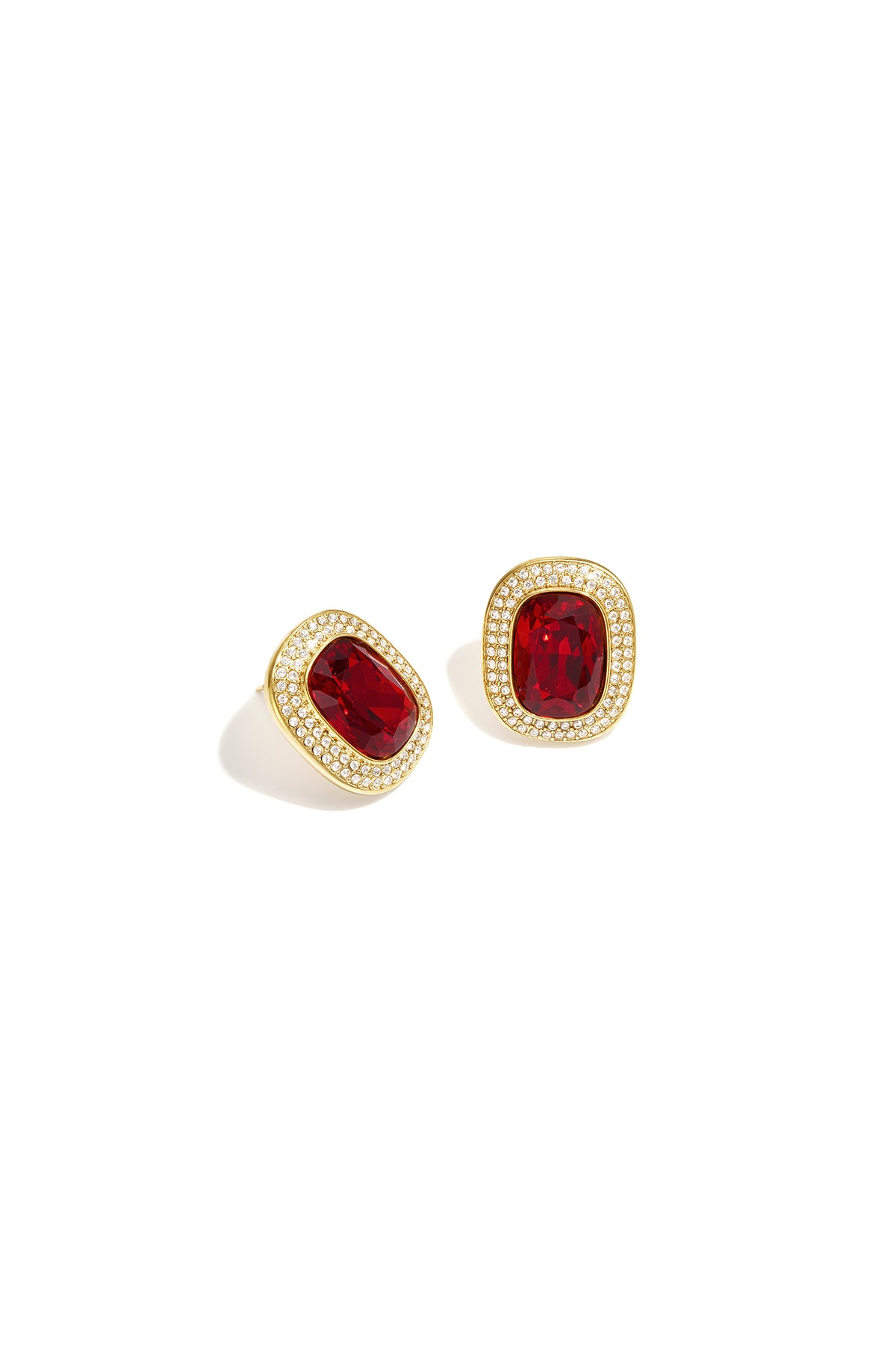 Geometrische oorstuds met kussenvorige steen en strass 