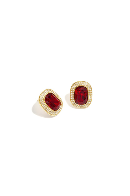 Geometrische oorstuds met kussenvorige steen en strass 