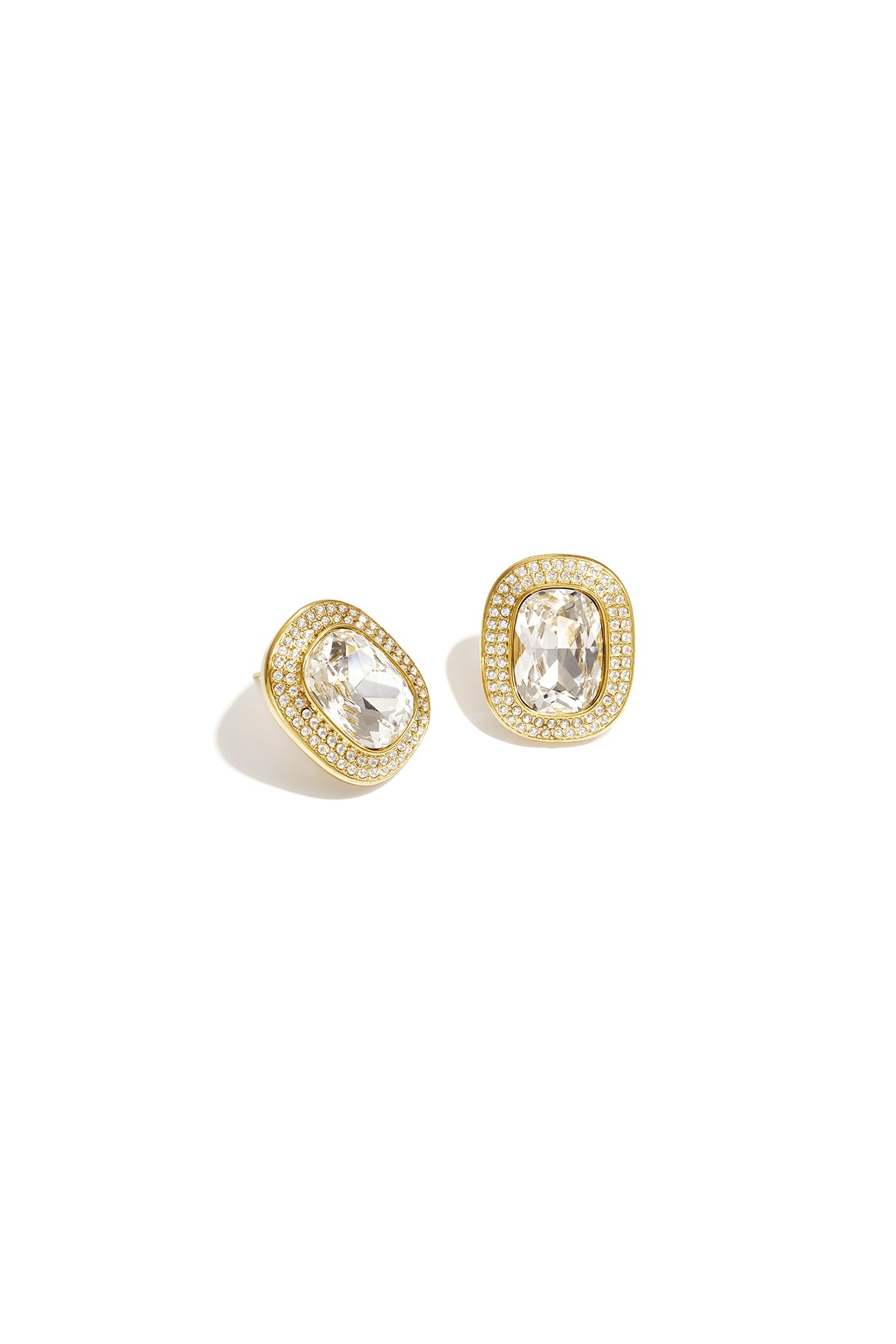 Geometrische oorstuds met kussenvorige steen en strass 