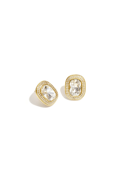 Geometrische oorstuds met kussenvorige steen en strass 