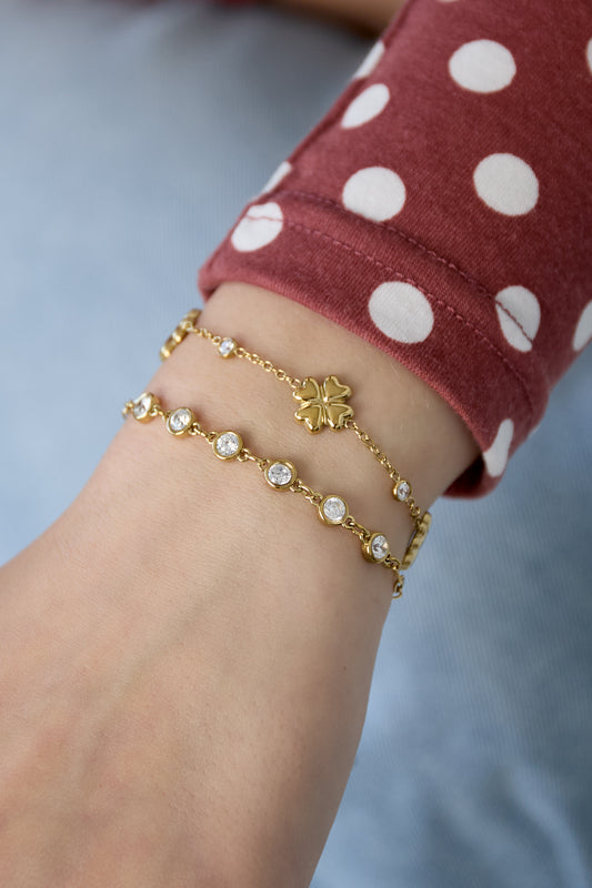Chain armband met ronde diamantjes