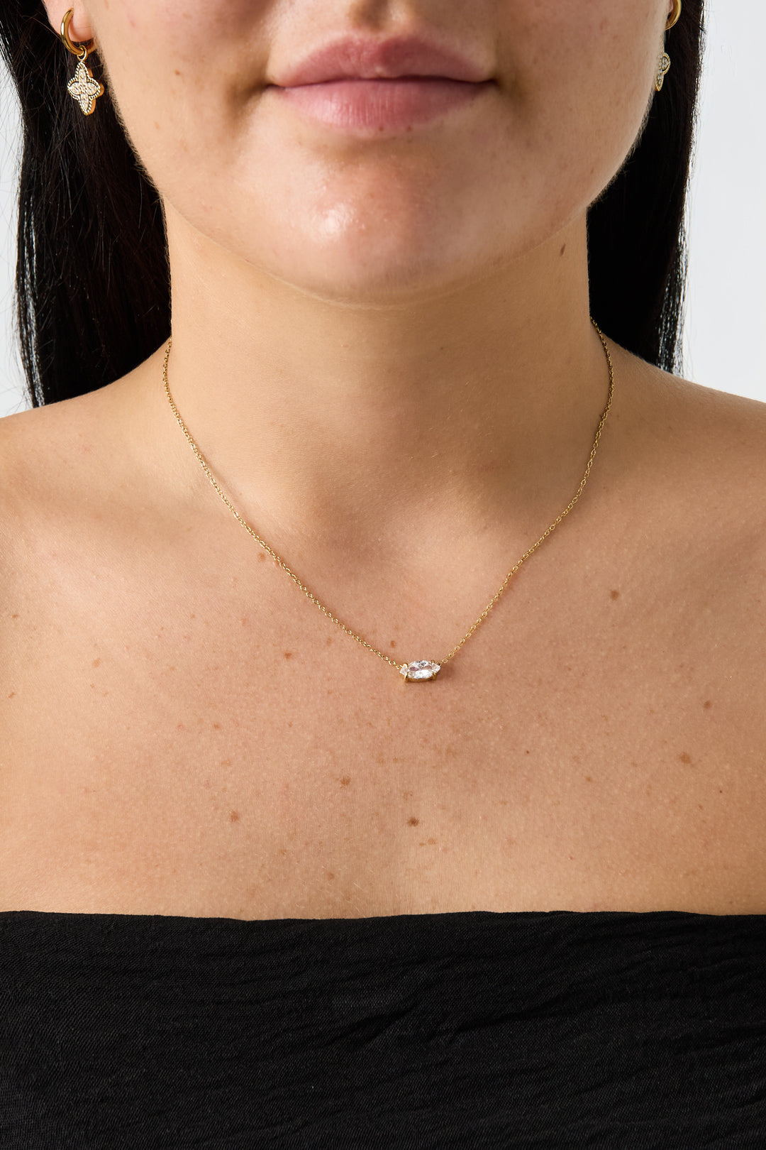Schakelketting met oogvormige strass bedel