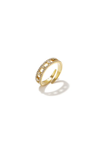 Ring met dubbele rij strass steentjes
