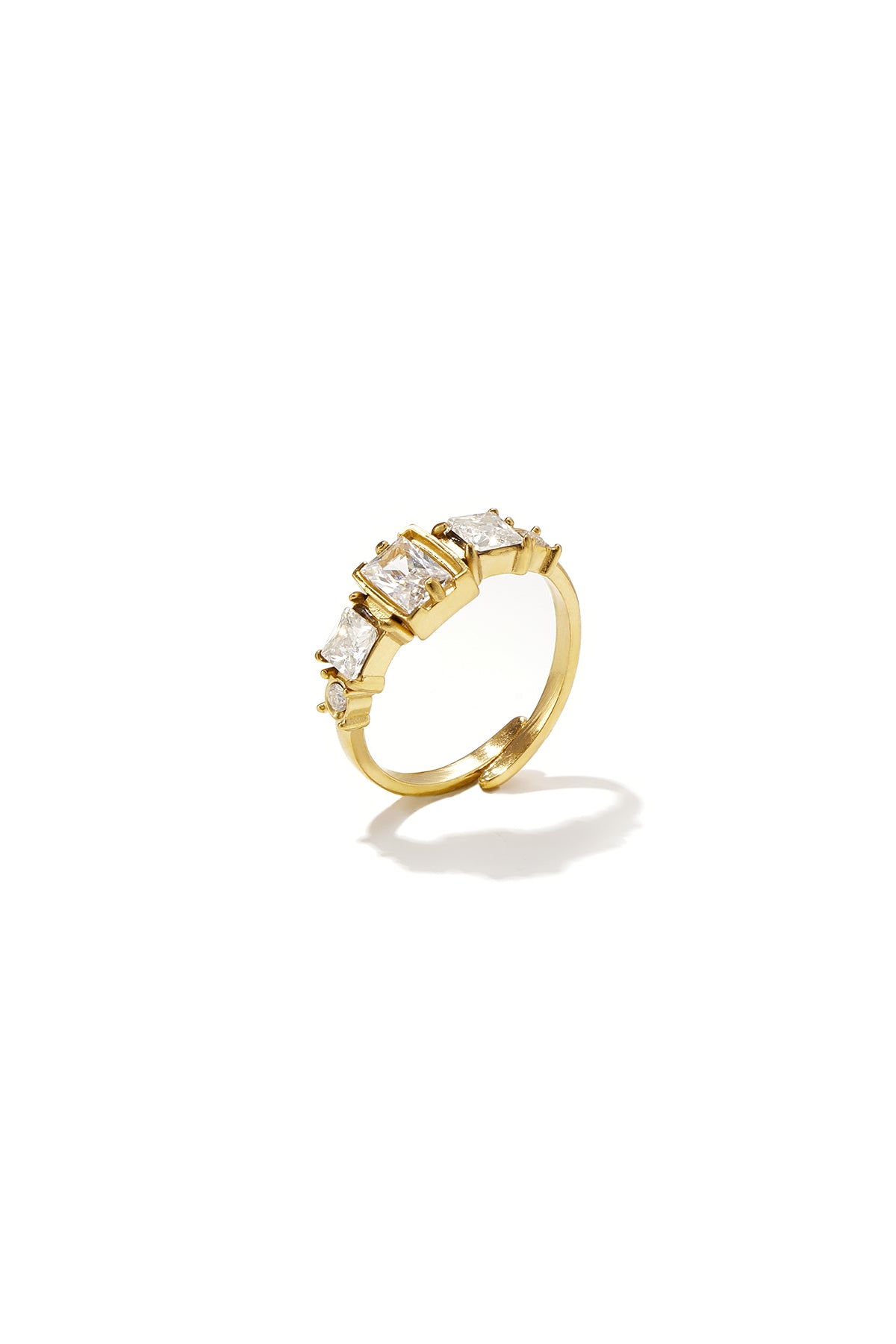 Geometrische ring met strass steentjes