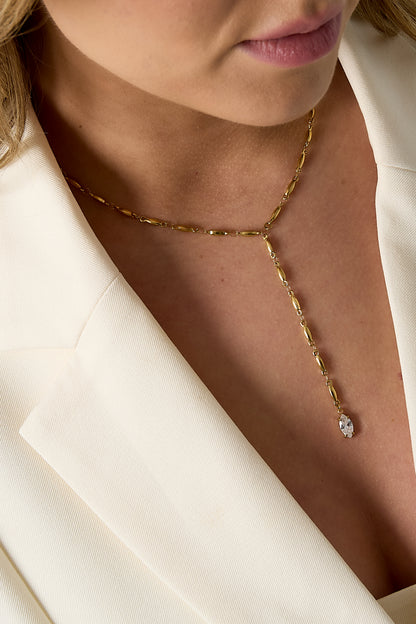 Y-ketting met strass steentje