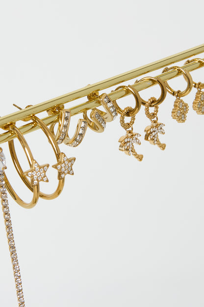 Earrings with double effect and zirconia