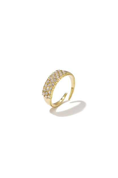 Brede ring met rijen strass steentjes