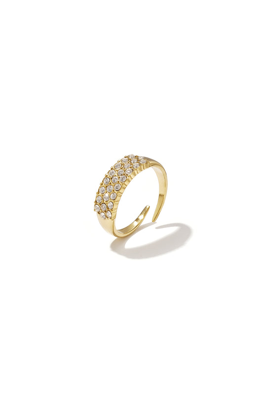 Brede ring met rijen strass steentjes