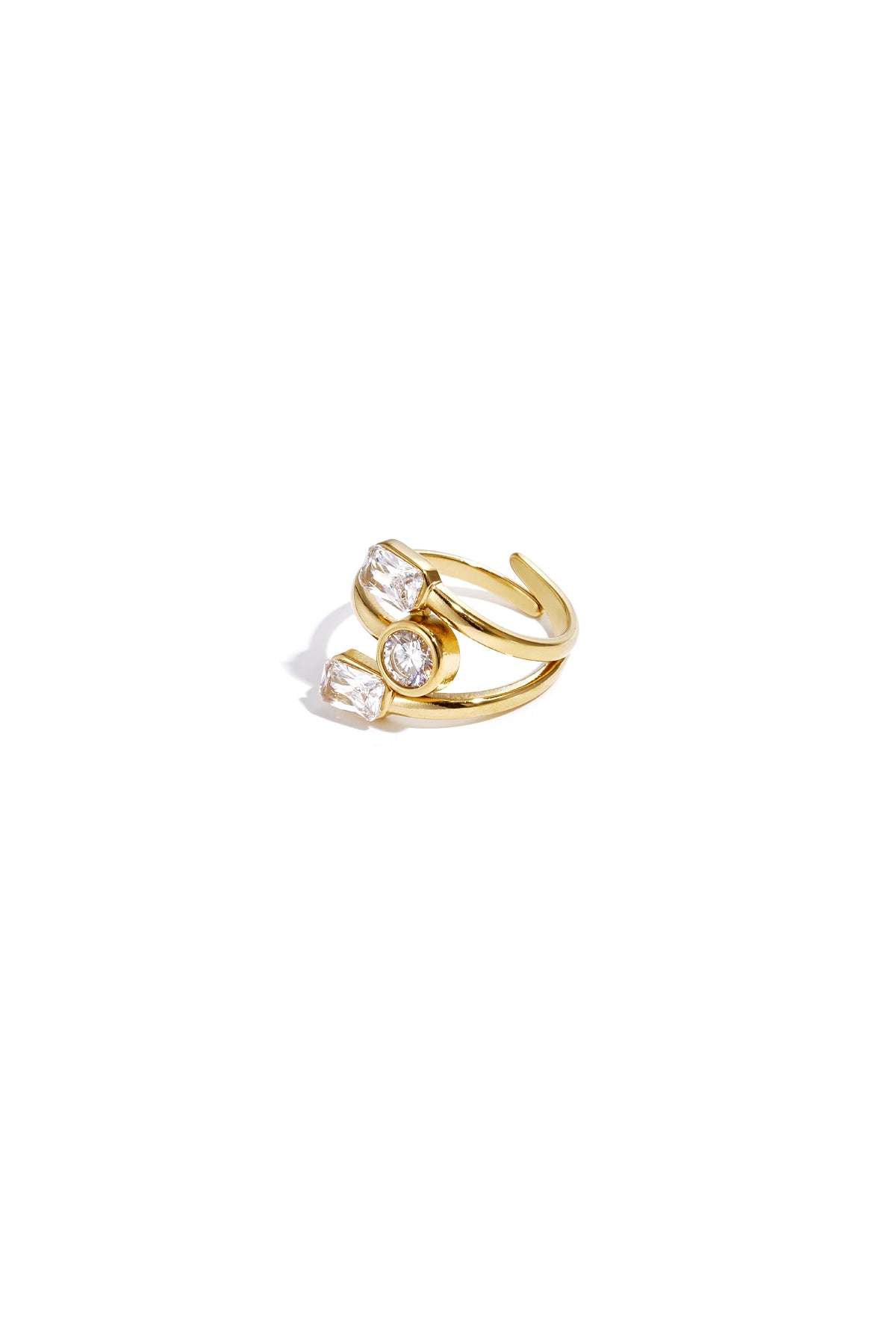 Dubbele ring met strass steentjes