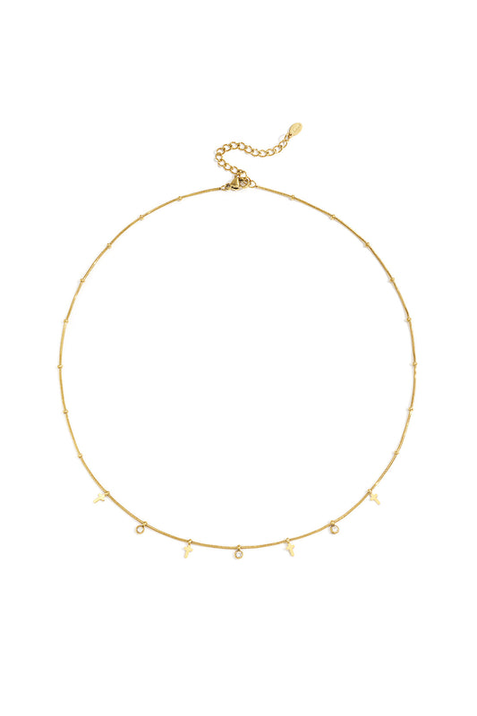 Ketting met steentjes en kruisjes